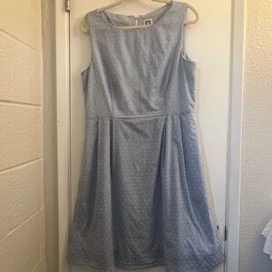 Anne Klein Light Blue Polka Dot Midi Dress